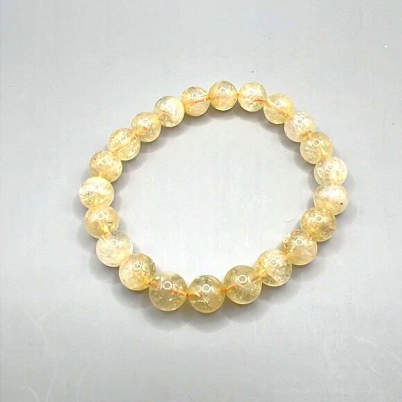 Earth Jewelry - Citrine Beaded Stretch Bracelet - 8mm
